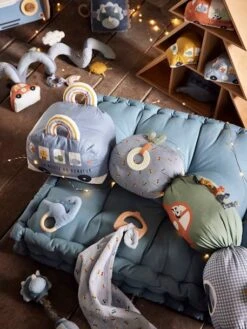 Doudou En Gaze De Coton + Hochet En Bois PETIT DINO Multicolore - Vertbaudet -Premier âge Boutieque doudou en gaze de coton hochet en bois petit dino 4