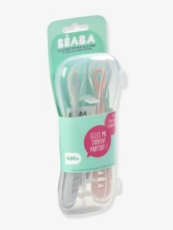 Lot De 2 Cuillères Ergonomiques D'apprentissage + Boîte De Transport BEABA Rose/gris - Beaba -Premier âge Boutieque lot de 2 cuilleres ergonomiques dapprentissage boite de transport beaba 2