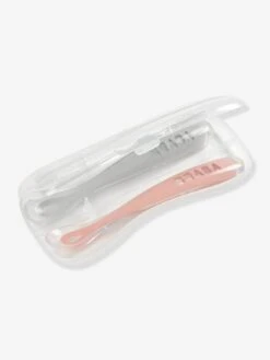 Lot De 2 Cuillères Ergonomiques D'apprentissage + Boîte De Transport BEABA Rose/gris - Beaba -Premier âge Boutieque lot de 2 cuilleres ergonomiques dapprentissage boite de transport beaba 3