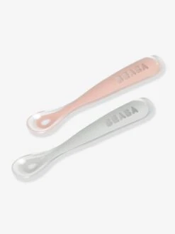 Lot De 2 Cuillères Ergonomiques D'apprentissage + Boîte De Transport BEABA Rose/gris - Beaba -Premier âge Boutieque lot de 2 cuilleres ergonomiques dapprentissage boite de transport beaba 4