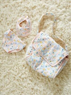 Sac à Langer Poupon + Couche + Bavoir En Gaze De Coton Rose - Vertbaudet -Premier âge Boutieque sac a langer poupon couche bavoir en gaze de coton 2