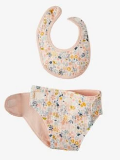 Sac à Langer Poupon + Couche + Bavoir En Gaze De Coton Rose - Vertbaudet -Premier âge Boutieque sac a langer poupon couche bavoir en gaze de coton 4