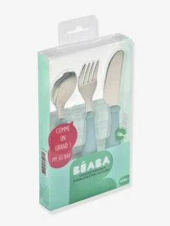 Set 3 Couverts D'apprentissage Inox BEABA Airy Green - Beaba -Premier âge Boutieque set 3 couverts dapprentissage inox beaba 2